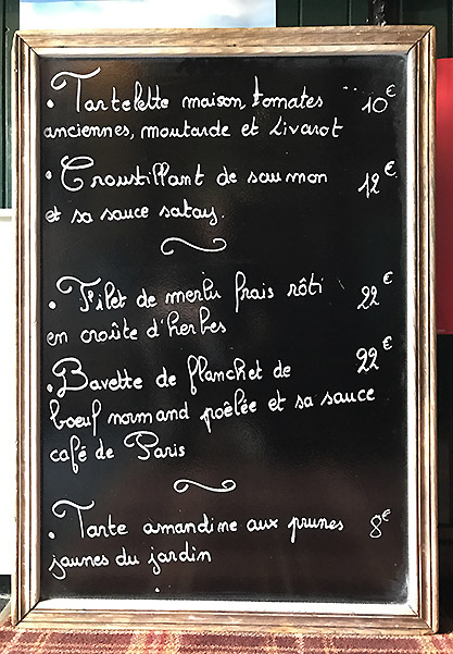 L'ardoise du jour